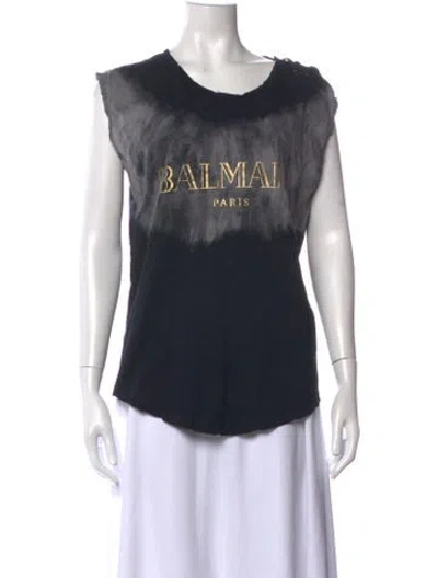 Pre-owned Balmain Tie-dye Print Crew Neck T-shirt In Black/grey