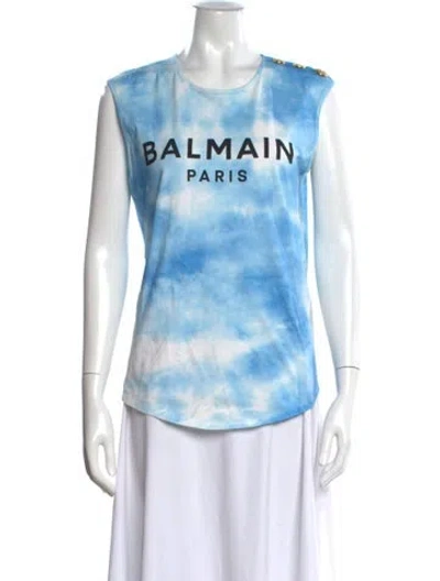 Pre-owned Balmain Tie-dye Print Crew Neck T-shirt In Multi
