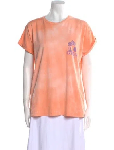 Pre-owned Balmain Tie-dye Print Crew Neck T-shirt In Orange