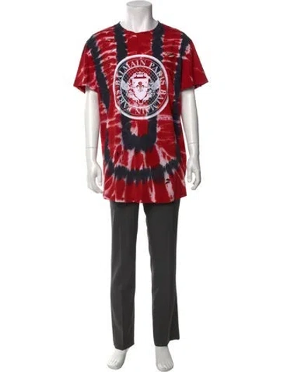 Pre-owned Balmain Tie-dye Print Crew Neck T-shirt In Red