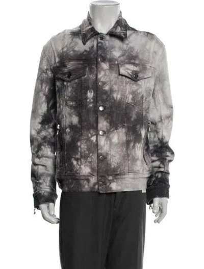 Pre-owned Balmain Tie-dye Print Denim Jacket In Purple