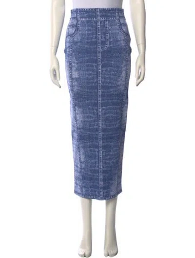 Pre-owned Balmain Tie-dye Print Midi Length Skirt In Blue