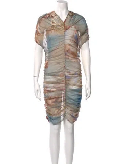 Pre-owned Balmain Tie-dye Print Mini Dress In Blue