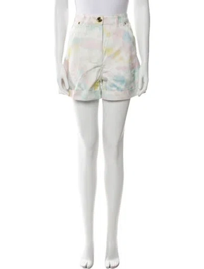 Pre-owned Balmain Tie-dye Print Mini Shorts In White