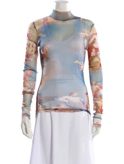 Pre-owned Balmain Tie-dye Print Turtleneck Sweatshirt In Blue