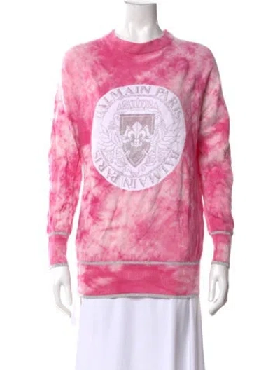 Pre-owned Balmain Tie-dye Pullover Wool Sweater In Pink