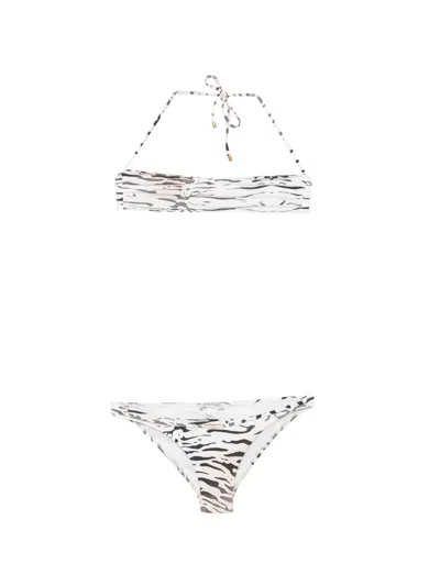 Balmain Tiger-print Bikini In White