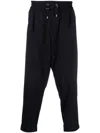 Balmain Timeless Embossed-button Drawstring-waist Trousers. In Black