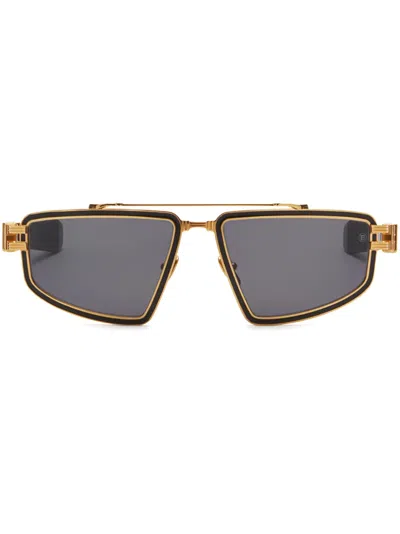 Balmain Titan Tinted Pilot-frame Sunglasses In Black