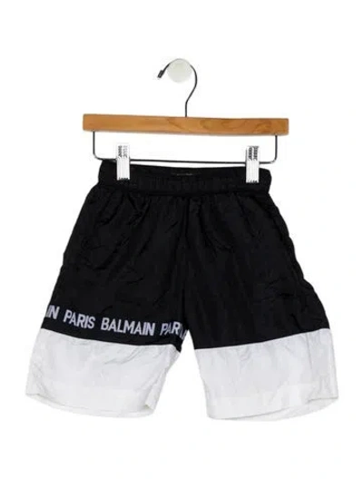 Pre-owned Balmain Babies' Toddler Boys' Knee-high Nylon Swim Trunks In Multi