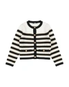 Balmain Striped Wool Knit Cardigan In White