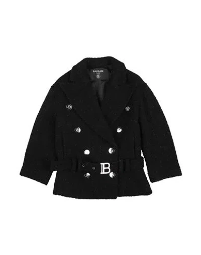 Balmain Babies'  Toddler Girl Coat Black Size 6 Virgin Wool, Polyamide