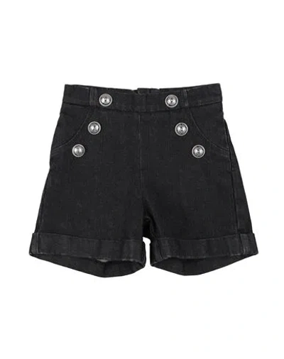 Balmain Babies'  Toddler Girl Denim Shorts Black Size 6 Cotton, Elastane