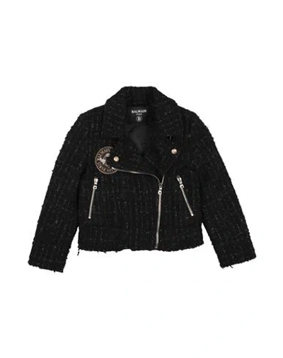 Balmain Babies'  Toddler Girl Jacket Black Size 6 Synthetic Fibers, Cotton, Wool, Metallic Fiber, Polyurethan