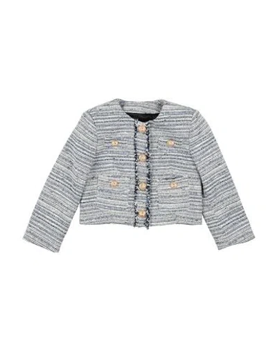 Balmain Babies'  Toddler Girl Jacket Blue Size 6 Cotton, Polyester, Acrylic, Metallic Fiber In Gray