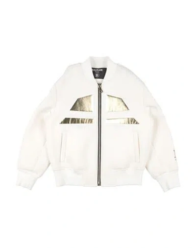 Balmain Babies'  Toddler Girl Jacket White Size 6 Polyester, Polyurethane, Elastane