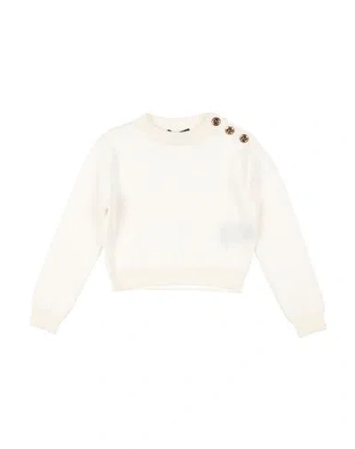 Balmain Babies'  Toddler Girl Sweater Ivory Size 6 Wool, Cotton, Viscose In White