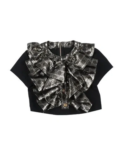 Balmain Babies'  Toddler Girl T-shirt Black Size 6 Silk, Polyester, Cotton