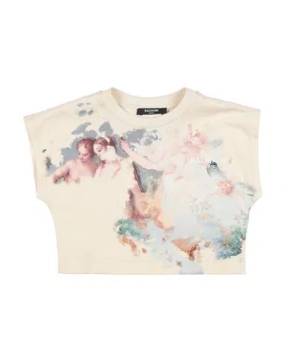 Balmain Babies'  Toddler Girl T-shirt Beige Size 6 Cotton In Multi