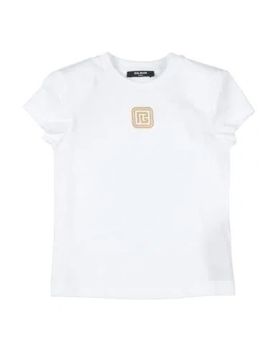 Balmain Babies'  Toddler Girl T-shirt White Size 6 Cotton, Metallic Polyester