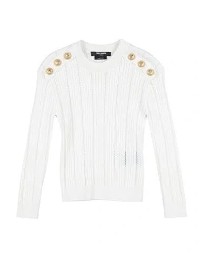 Balmain Babies'  Toddler Girl Sweater Off White Size 4 Cotton, Viscose