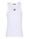 Balmain Logo-embroidered Tank Top In Blanco