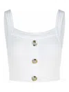 Balmain Cotton Blend Top Button Embellishments In White