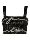Balmain Sequinned Cropped Top In Black
