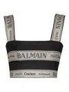 Balmain Striped Jacquard Crop Top In Black