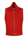 Balmain Textured High Neck Sleeveless Top In Red