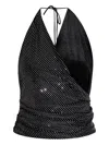 Balmain Draped Halterneck Top Sparkling Embellishments In Black