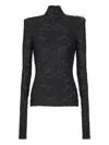 Balmain Buttoned Shoulder Sleeve Top In Black