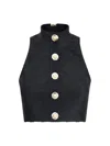 Balmain Women Baroque Crop Top In Black