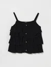 Balmain Ruffled Buttoned Top In Black