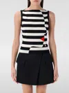 Balmain Boat-neck Face Mariniere Knit Tank Top In Black