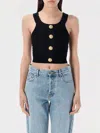 Balmain Button Embellished Cropped Top In ブラック