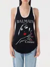 Balmain Tank Top In Black Wool And Polyester In ブラック