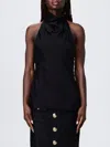 Balmain Crepe Satin Halter Cowl-neck Top In Black