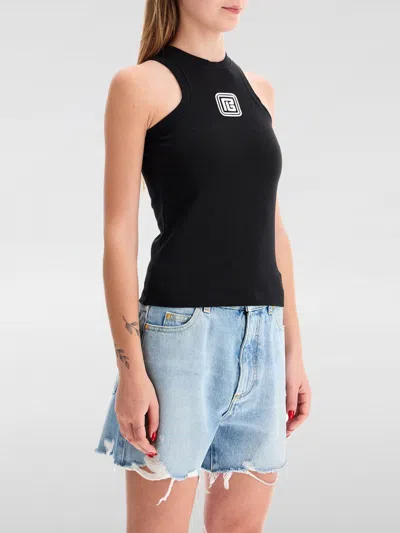 Balmain Sleeveless Top With Pb In Black