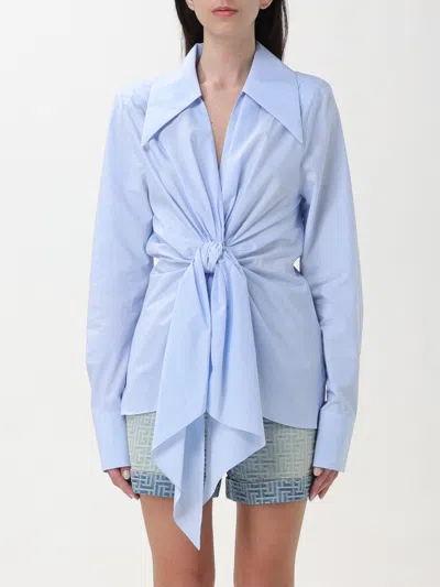 Balmain Women's Camisa Anudada Lazo Drapeado Shirt In Blue