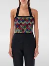 Balmain Halterneck Top In Pop Monogram Knit In Bunt