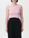 Balmain Asymmetric Knit Top With Buttons In Pink