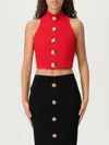 Balmain Red Virgin Wool Top Women In Red
