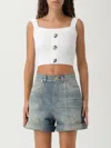 Balmain Cotton Blend Top Button Embellishments In White