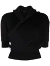 Balmain Brushed-yarn Surplice Top In Black