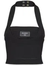 Balmain Ribbed Knit Halterneck Top In Black