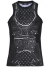 Balmain Soft Tank Top With Faux Embroidery Print In Black