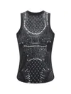 Balmain Soft Tank Top With Faux Embroidery Print In Black