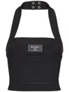 Balmain Ribbed Knit Halterneck Top In Black