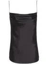 Balmain Sleeved Draped Satin Top In Black